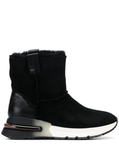 Ash Leather, Suede & Shearling As-kyoto Ankle Boots In Black