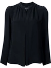 Derek Lam Silk Band-collar Blouse In Black