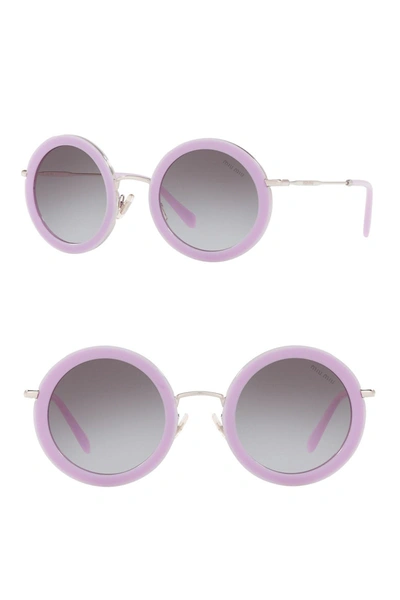 Miu Miu 48mm Round Oversized Sunglasses In Opal Grey