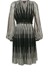 Giambattista Valli Polka Dot Silk Puff-sleeve A-line Dress In Black