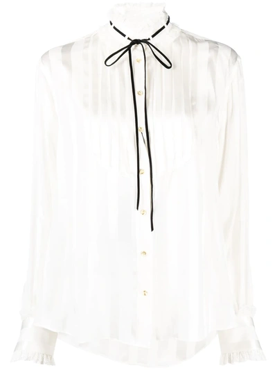 Dolce & Gabbana Striped Satin Jacquard Shirt In White