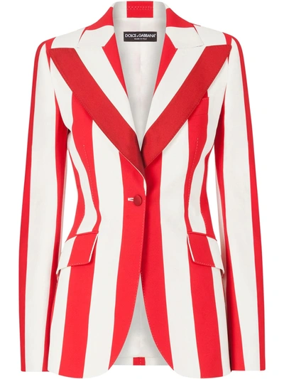 Dolce & Gabbana Striped Jacket In Cady In Red