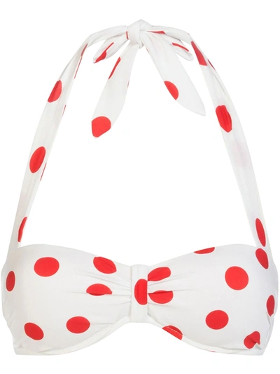 Dolce & Gabbana Padded Bandeau Bikini Top With Polka Dot Print In White