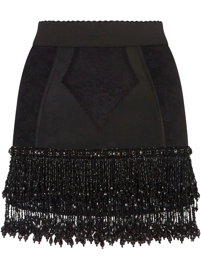 Dolce & Gabbana Beaded Jacquard Mini Skirt In Black