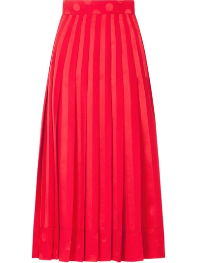 Dolce & Gabbana Longuette Skirt In Satin Jacquard In Red