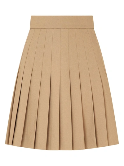 Dolce & Gabbana Short Pleated Cotton Skirt In Neutrals