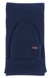 Barbour Men's 2-pc. Crimdon Beanie & Matching Scarf In Navy