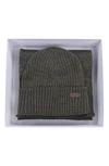 Barbour Crimdon Scarf & Beanie Set In Olive Twist