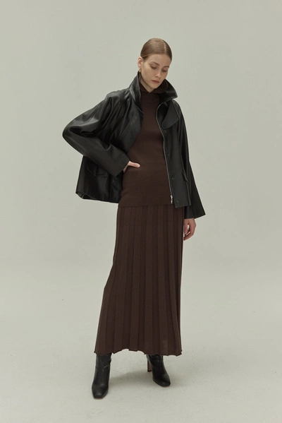 Viktoria Chan Arya Short Leather Jacket In Black