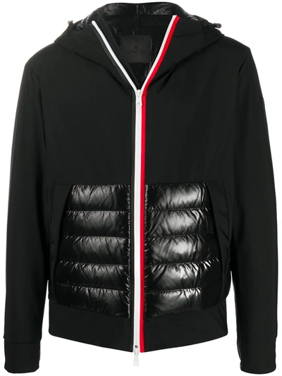 Moncler Zip Stripe Hooded Jacket In Black