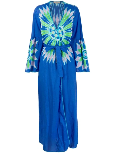 Emilio Pucci Embroidered Kaftan Dress In Blue