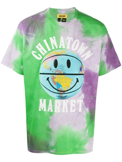 Chinatown Market Tie-dye Smile Globe T-shirt In Green