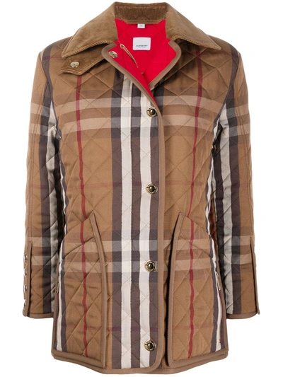 Burberry Quilted Check Jacket In Neutrals