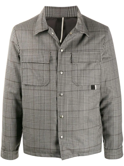 Low Brand Check-pattern Quilted Jacket In Grey