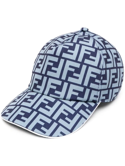 Fendi Zucca-print Baseball Cap In Blue