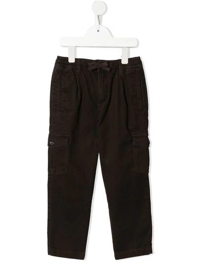 Dolce & Gabbana Kids' Gabardine Cargo Trousers In Brown