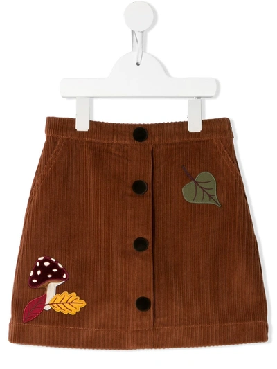 Dolce & Gabbana Kids' Patch-detail Corduroy Skirt In Brown