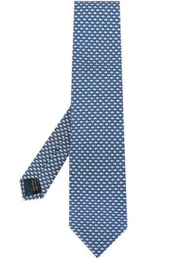 Ferragamo Weather-print Silk Tie In Blue