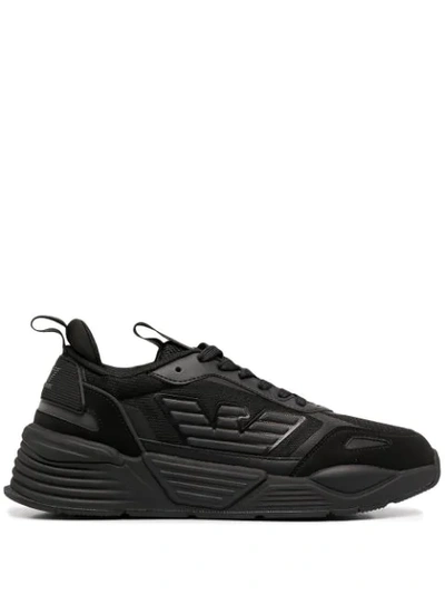 Ea7 Logo-patch Low-top Trainers In Black