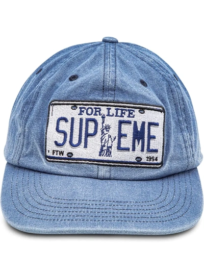 Supreme License Plate 6-panel Cap In Blue