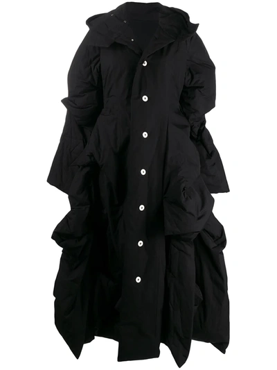 Yohji Yamamoto Abstract-shape Padded Coat In Black