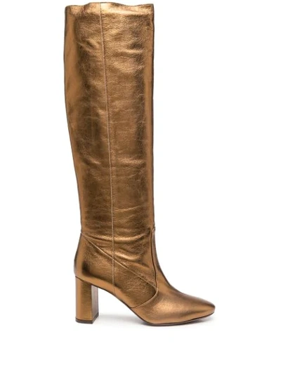 L'autre Chose Metallic Knee Boots In Gold