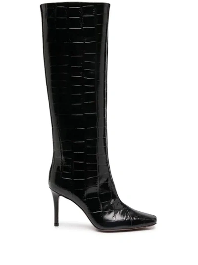 L'autre Chose Croc-effect Boots In Black