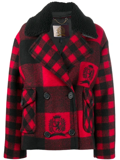 Tommy Hilfiger Patchwork Check Print Coat In Red