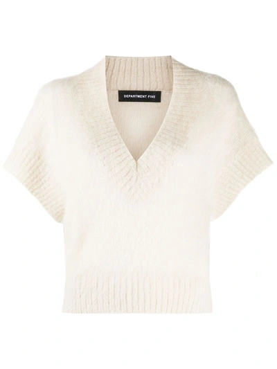Department 5 V-neck Knit Top In Neutrals