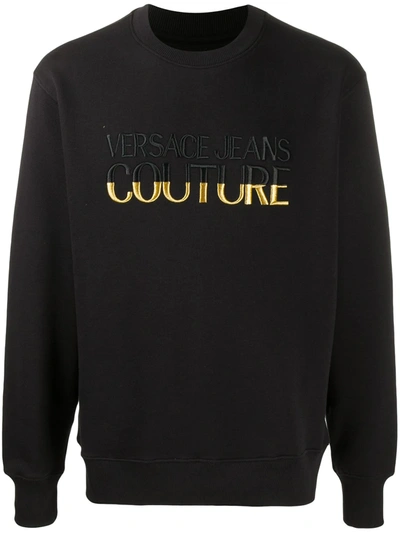 Versace Jeans Couture Two-tone Embroidered Sweatshirt In Black