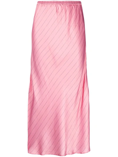 Cecilie Copenhagen Gyrith Satin Midi Skirt In Pink