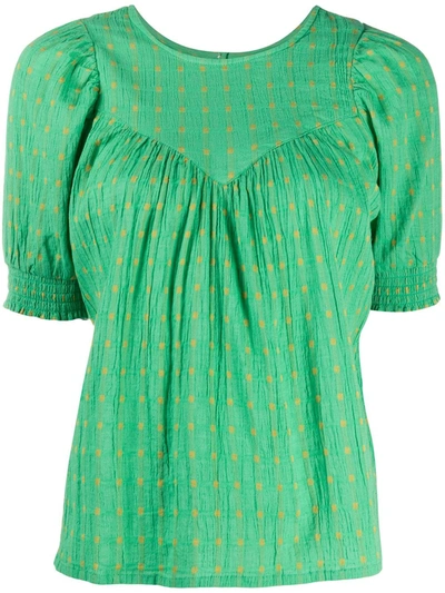 Cecilie Copenhagen Bettie Embroidered Blouse In Green