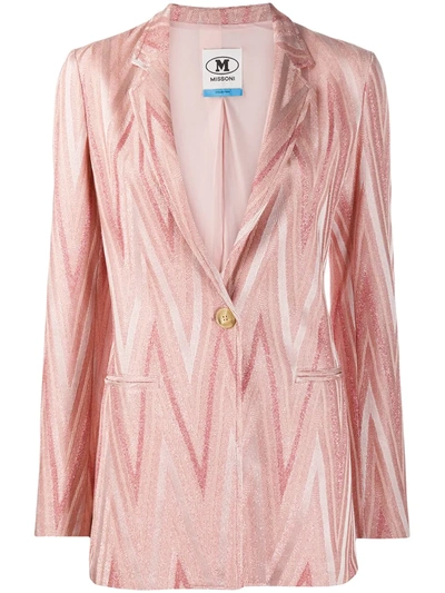 M Missoni Chevron Patterned Blazer In Pink