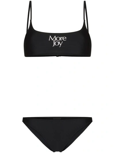 More Joy Black Logo Print Bikini