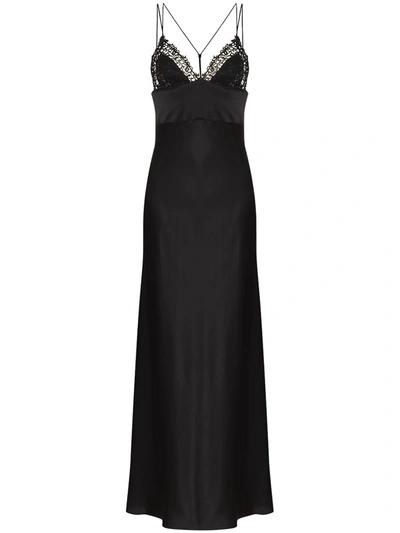 La Perla Macramé-detailing Long Nightdress In Schwarz