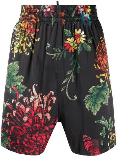 Dsquared2 Floral Print Shorts In Black