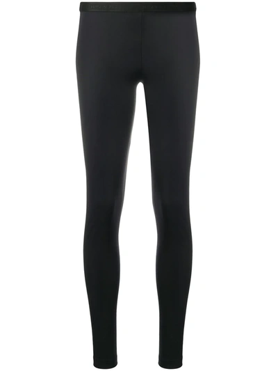 Balmain Logo Embroidered Leggings In Black