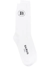 Balmain Intarsia Logo Socks In White