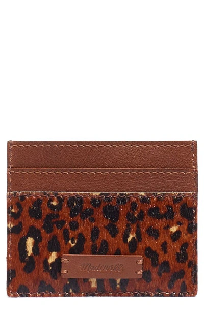 Madewell The Leather Card Case: Painted Leopard Genuine Calf Hair Edition In Rich Brown Multi