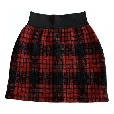 Pre-owned Balmain Wool Mini Skirt In Red