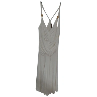 Pre-owned Roberto Cavalli Silk Mid-length Dress In White