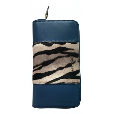 Pre-owned Trussardi Patent Leather Wallet In Blue