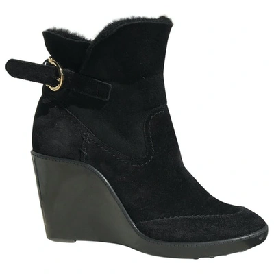 Pre-owned Ferragamo N Black Suede Ankle Boots