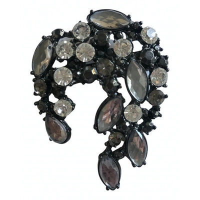 Pre-owned Pinko Crystal Pin & Brooche In Anthracite