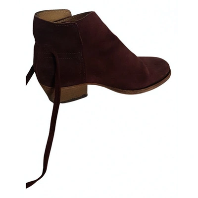 Pre-owned Hudson Burgundy Leather Ankle Boots