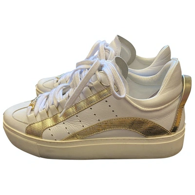 Pre-owned Dsquared2 Leather Trainers In White