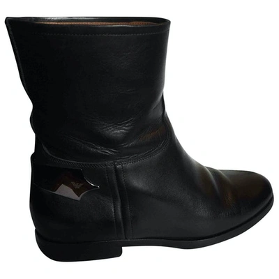 Pre-owned Emporio Armani Black Leather Ankle Boots
