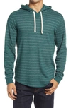 Marine Layer Cotton-blend Stripe Double-knit Hoodie In Mallard Green/ White Stripe