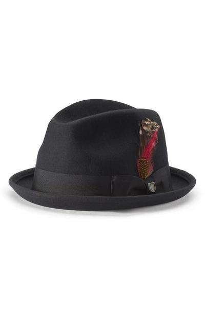 Brixton Gain Wool Fedora In Black Felt
