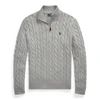 Polo Ralph Lauren Cable-knit Cotton Quarter-zip Sweater In Polo Black